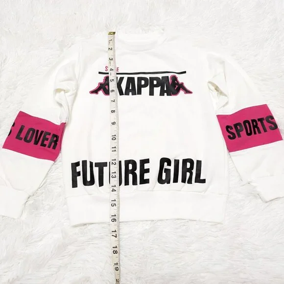 Kappa Girls Crew Neck White Pullover Loopknit Long Sleeve Sweatshirt NWOT - Picture 3 of 11